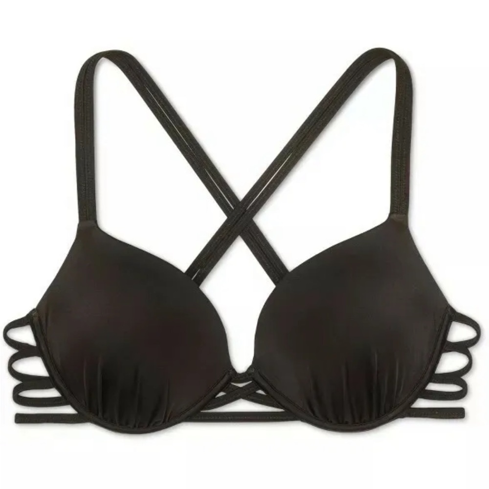 NEVER WORK Shade & Shore 2 piece black cross cross bikini set - Picture 8 of 8
